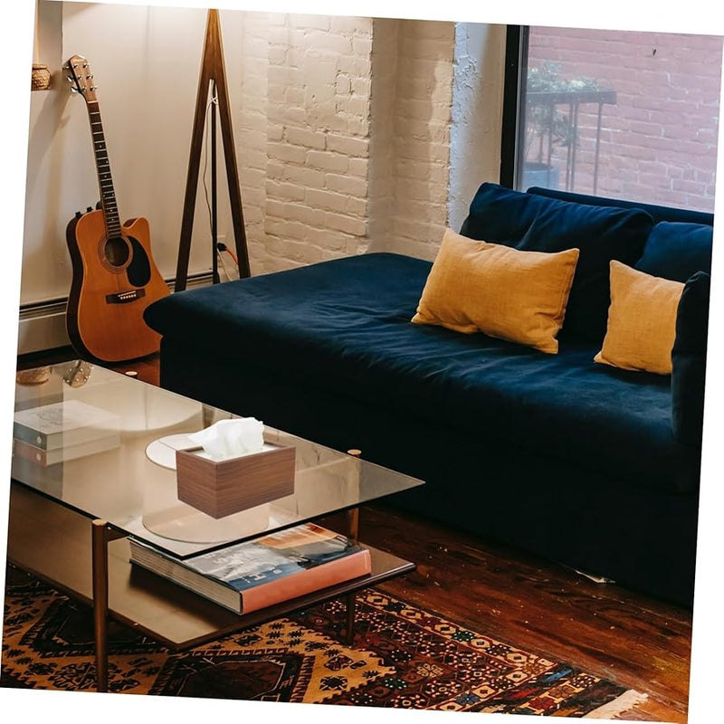 غطاء صندوق المناديل من الجوز تصميم فسيح للمكتب وغرفة المعيشة - Image 2